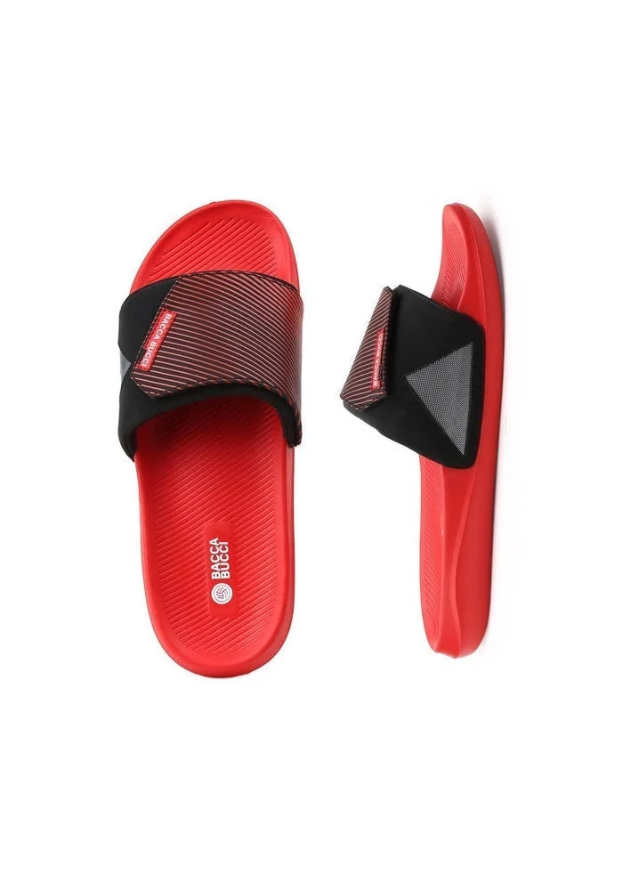 باكا بوتشي شباشب رجالي أحمر وأسود بنعل مبطن